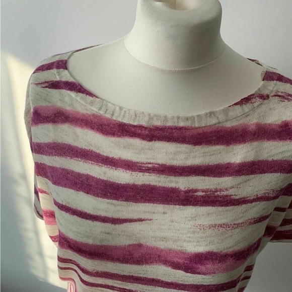 Monsoon Linen Blend Knit Top Pink And Beige Size Small - Picture 4 of 9